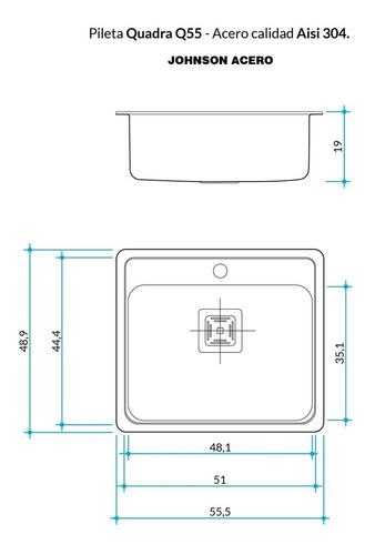 Imagen 9 de 10 de Pileta Bacha Cocina Johnson Luxor Quadra Mini Q55 Diseño