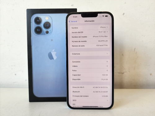 Imagen 8 de 10 de iPhone 13 Pro Max 128gb Bateria 98% + Cargador, Cable Y Caja