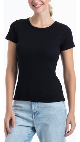 Camiseta Polera Manga Corta Algodón Elasticado Dama Mujer