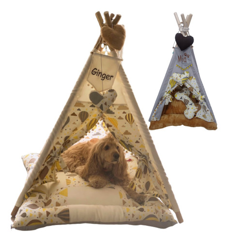 Teepee Mediano Para Mascotas Perros Carpa Con Casa 