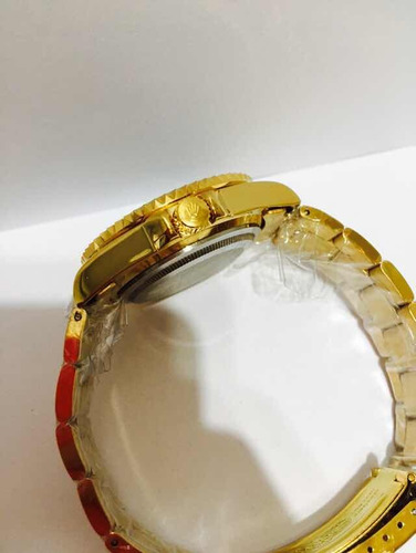 Relógio Em Aço Sub Gold Blue