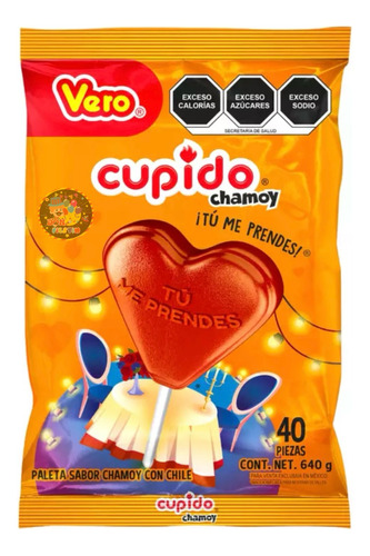 Vero Cupido Corazón Chamoy  Con Chile Individual Dulce 40 Pz