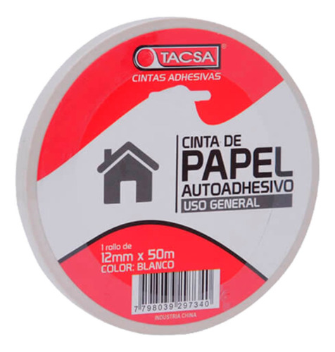 Cinta De Papel Blanca Enmascarar Pintor Tacsa 12 Mm X 50 Mts