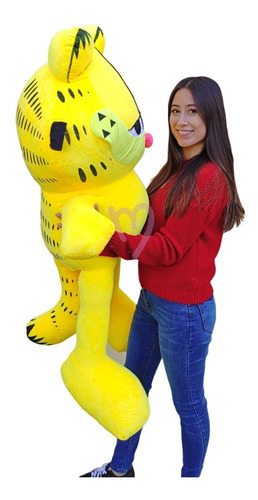 Imagen 2 de 3 de Peluche Garfield Grande Gato Cabezon Amarillo 112cm