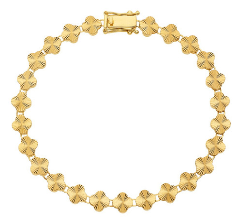 Pulseira Trevos Maciços 6 Mm Ouro 18k 750 Comprimento 17 Cm Cor Dourado Diâmetro 6