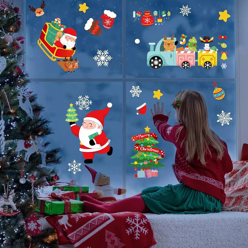 Aplicável A 8 Hojas Pegatinas Navideñas Copos De Nieve