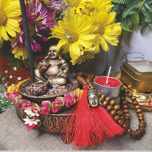 Mini Altar Buda Chinês 6 Itens Com Saquinho De Algodão