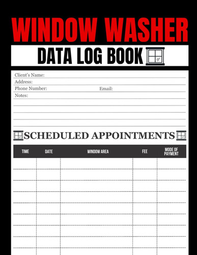 Libro: Window Washer Data Log Book: Cute Record Book Gift To