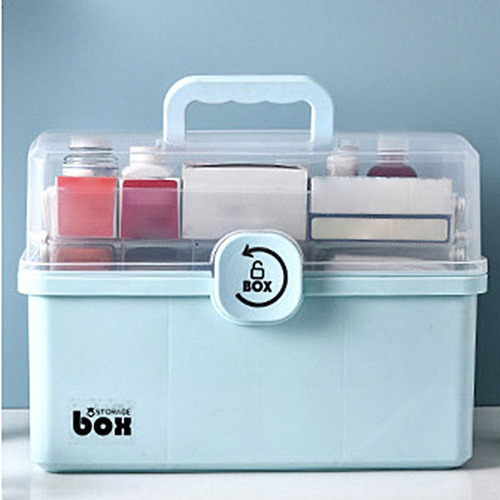 Botiquín De Primeros Auxilios De Caja De Azul De 3 Niveles