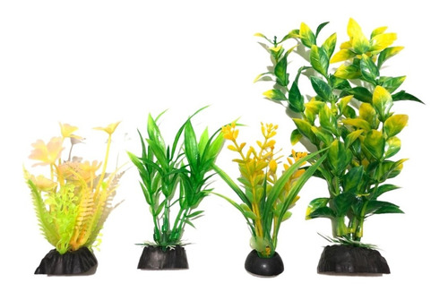 Plantas Artificiais Plásticas Aquário 04 Un. 9/15cm - Betta2