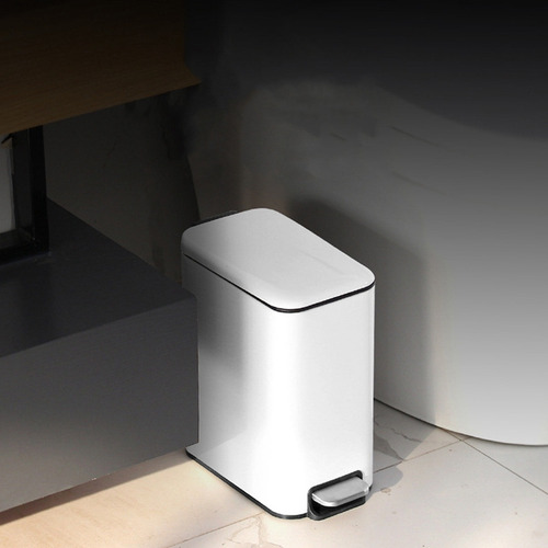 Cubo De Basura Compacto De Acero Inoxidable Para Baño Con Pe