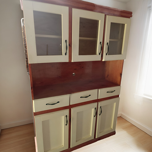 Modular Comedor Vajillero 6 Puertas 3 Cajones Pino Pintado Blanco (Usado)