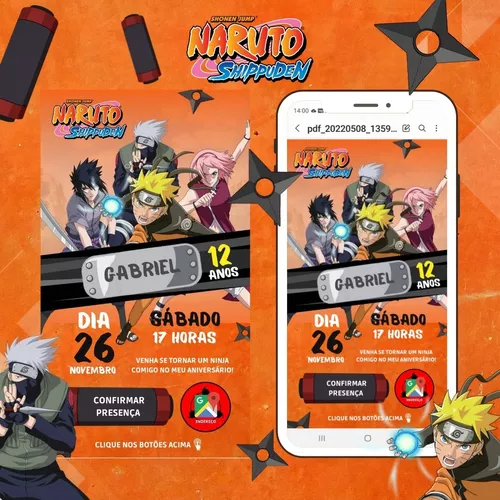 Convite Digital Naruto Shippuden