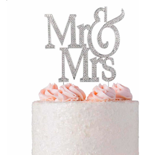 Cake Topper Boda Mr&mrs Cristales Plata