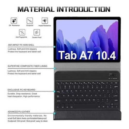 Imagen 5 de 12 de Funda De Teclado Para Tablet Pc Para Samsung Galaxy Tab A7 1