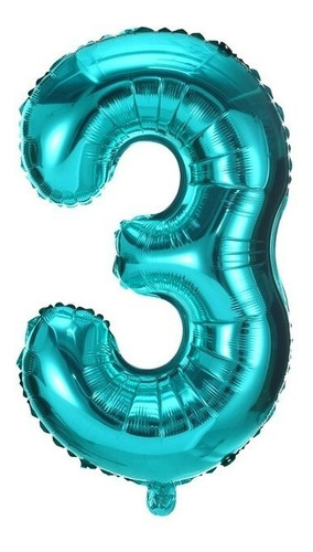 Kit 2 Balao Metalizados Numeros Azul Tiffany 70cm
