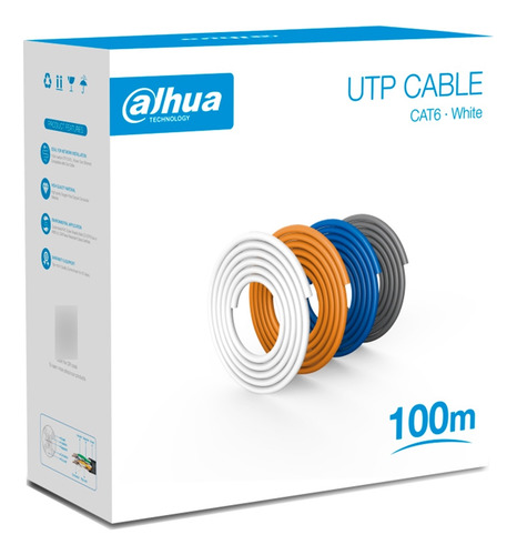Dahua Pfm920i-6un-c-100 Bobina 100m Cable Utp Cat6 100% Cobr
