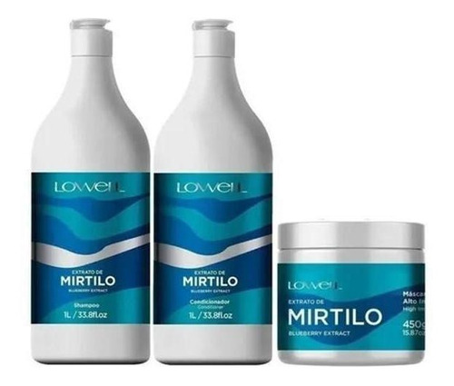 Kit Extrato De Mirtilo Shampoo Condicionador 1l Máscara