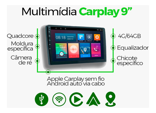 Multimídia Jeep Compass 2017 2018 2019 2020 2021 V2 Carplay