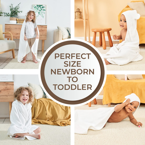 Toalla De Baño Con Capucha Para Bebé Y Niño 35x35 Blanco Nombre Del Diseño