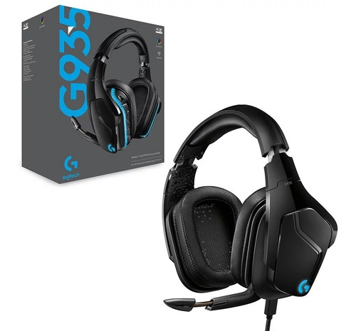 Auriculares gamer inalámbricos Logitech G Series G935 G935 negro y azul con luz rgb LED