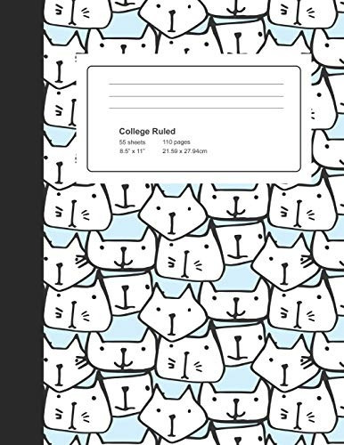 College Ruled Composition Notebook Cats Cover Blue (writing 