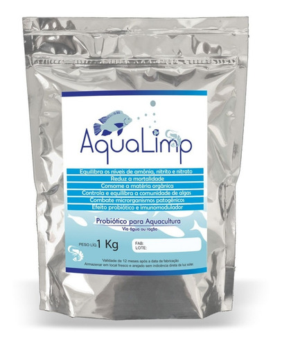 Aqualimp Probiótico Em Pó Peixe E Camarão Aquacultura