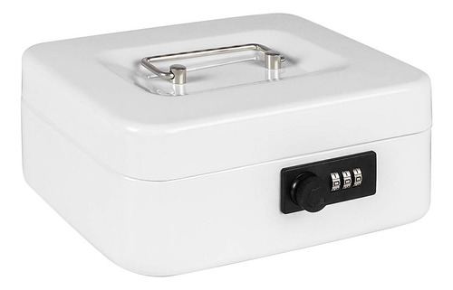 Caja De Dinero Mediana Con Cerradura Blanco 20 X 17 X 9 Cm