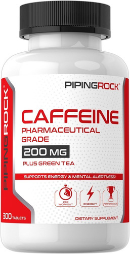 Cafeína 200mg Con Té Verde 20mg Piping Rock 300 Tabletas