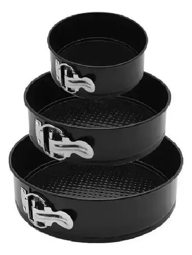 Moldes Pasteles Repostería Hornear Reposteria 3 Piezas Practiksa Color Negro
