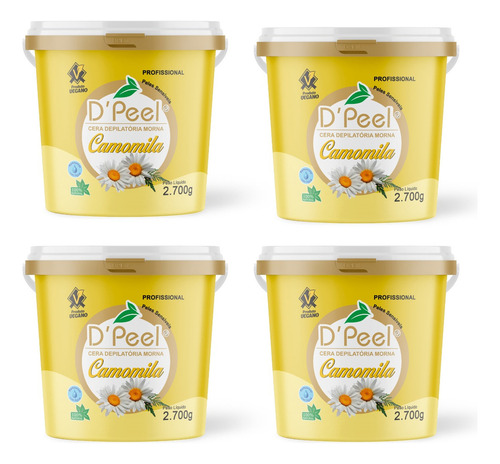 Cera Camomila Depilatória Profissional Balde 2,700kg 4unidad