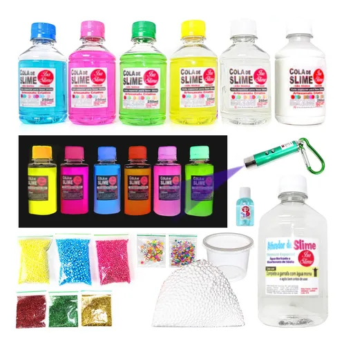 comprar Kit Com Colas Coloridas Transparentes  P Fazer Slime + Neon