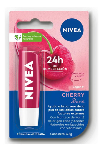 Nivea Labello Protector Labial Barra Cherry Shine 4.8g