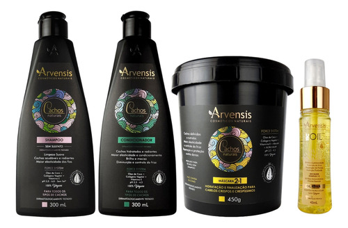 Kit Arvensis Cachos Sh Cond Mascara 2x1 Finalizador Tec Oil