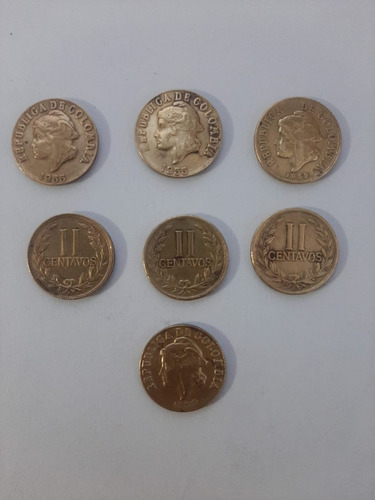 Lote Monedas 2 Centavos - Años De 1952 A 1958