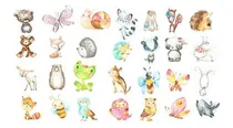 Comprar Kit Cliparts Imágenes Animales Del Bosque Woodland Acuarela