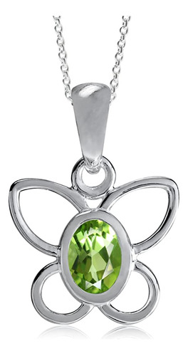 Peridoto Natural De Plata De Ley 925, Diseño De Mariposa Col