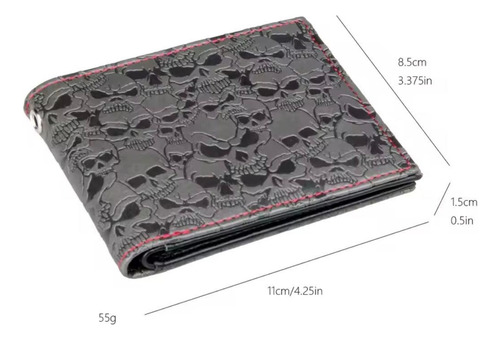 Cartera Billetera Calaveras Rocker Moda Casual Negro