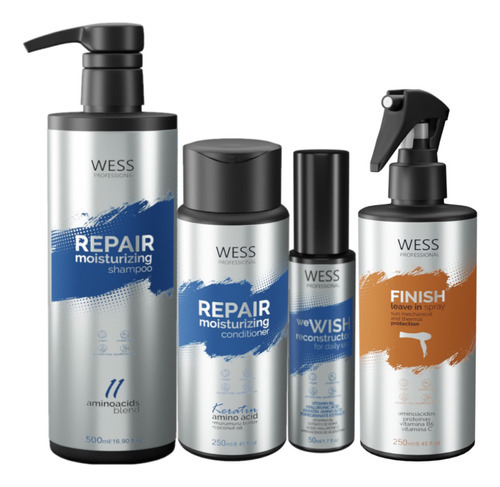 Kit Wess Repair Sh 500ml+cond 250ml+wewish 50ml+finish 250ml