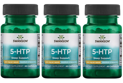 5-htp 5htp 200mg 60 Cap Potencia Maxima Pack 3x Envio Gratis