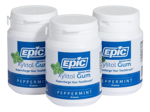 Epic Gum Sin Aspartame 100% Xylitol Menta Sin AzĂșcar 150 Pz.