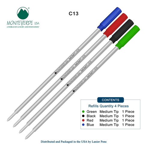 4 Pack Multi Color Cruz Ballpoint Pen Refills Monteverde Ee