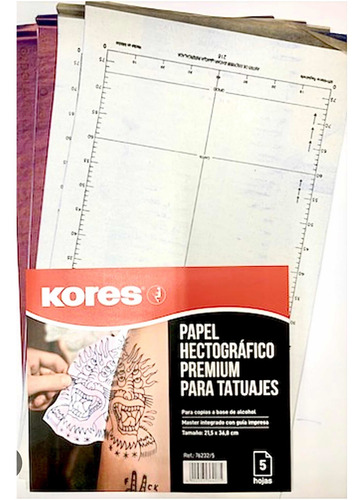 Papel Hectografico Violeta P Tatuajes 21,5x38,8 Cm X5 H