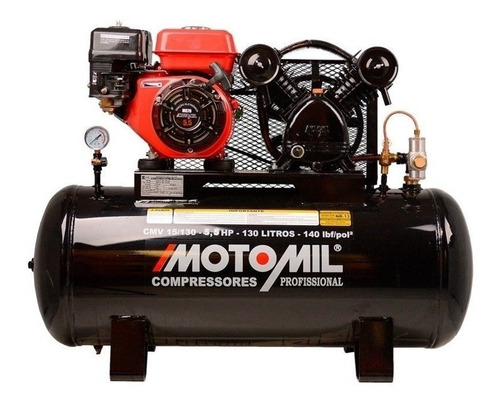 Compressor de ar Combustível Motomil CMV-15/130G 130L 5.5hp preto