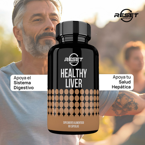 Reset Nutrition Healthy Liver 90 Cápsulas Suplemento Alimenticio para Desintoxicación Hepática, Protección del Hígado, y Salud Digestiva