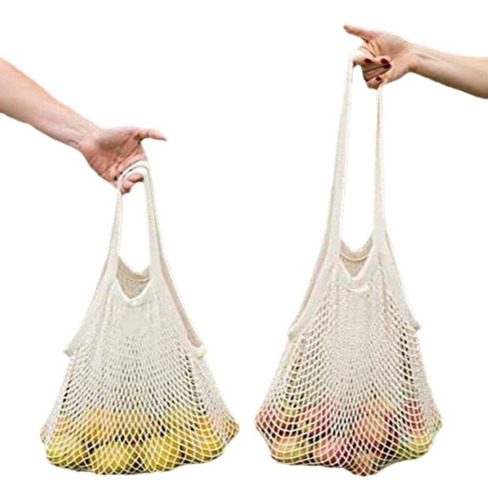 2pcs Bolsas Reutilizables Malla De Algodón Para Comestibles