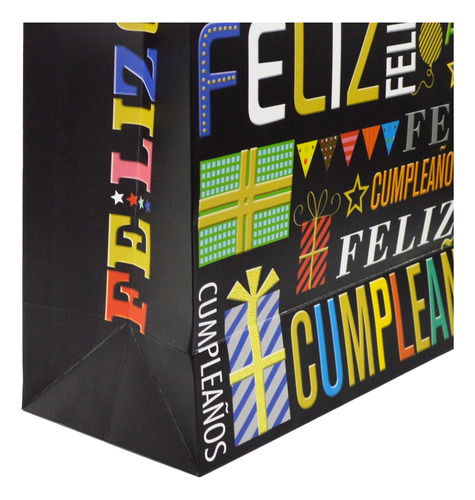 Pack 12 Bolsas Papel De Regalo Feliz Cumpleaños L 30x40