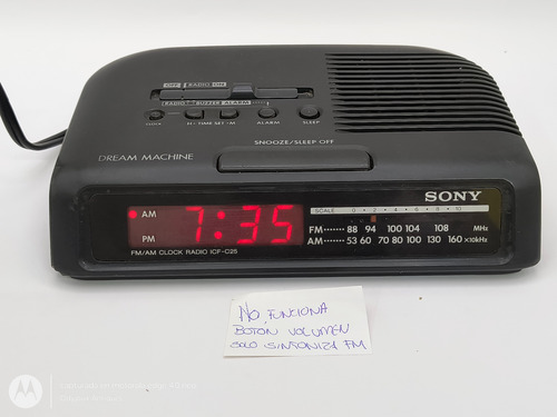 Radio Reloj Despertador Sony Icf-c25 Con Detalle Original Negro (Usado)