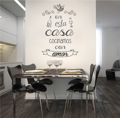 Vinil Decorativo Frase En Esta Casa Cocinamos Con Amor Vinil