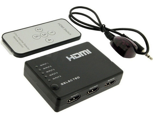 Switch Hdmi 5 Puertos Con Control Remoto Full Hd 1080p 5x1